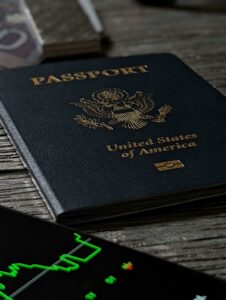 Passport on a Wooden Table