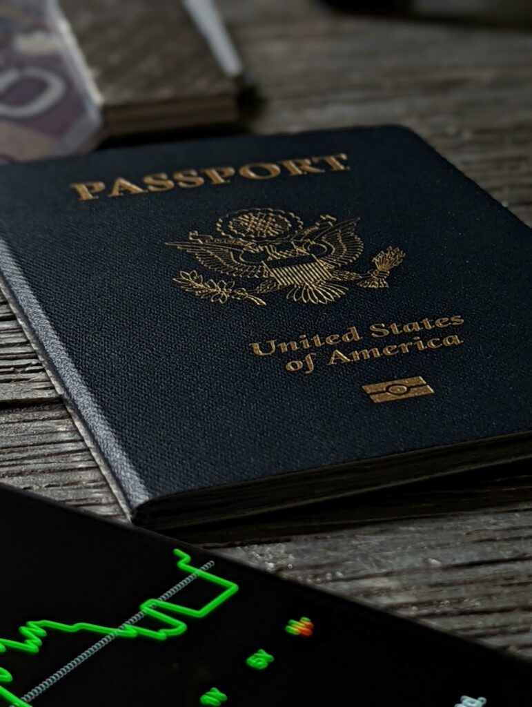 Passport on a Wooden Table
