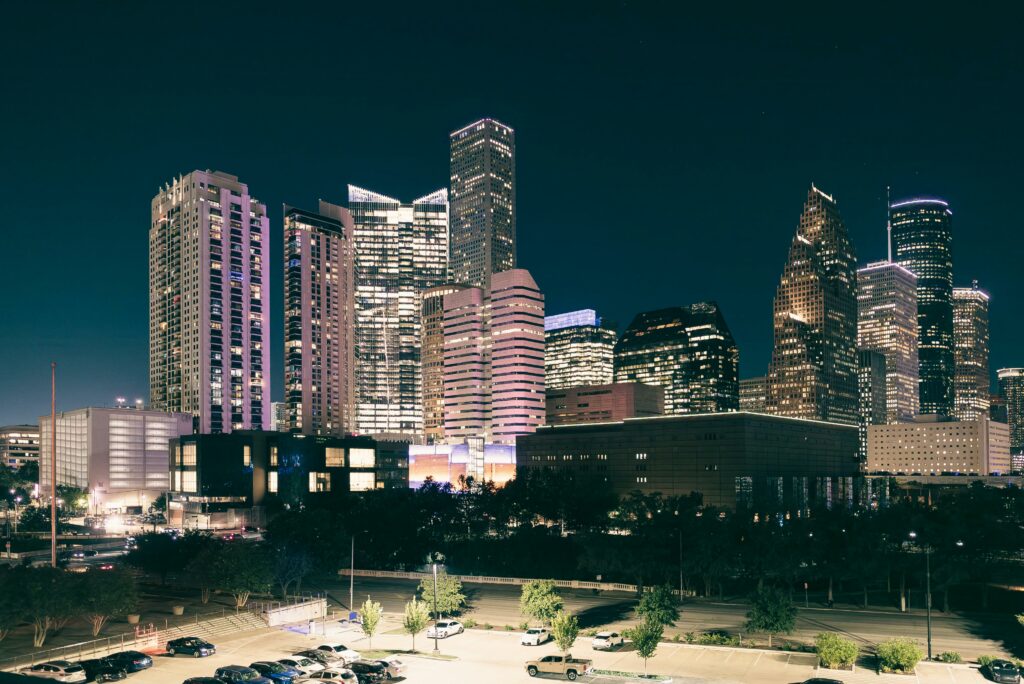 Downtown Illuminated at Night